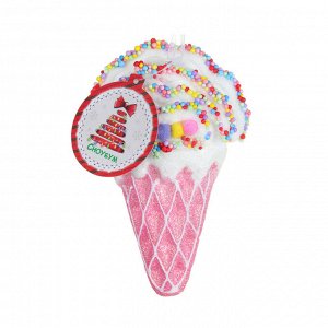 СНОУ БУМ Подвеска декоративная в виде мороженого-рожка с кремом, 11x6x17 см, 2 цвета