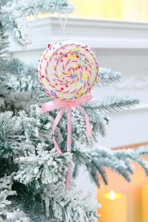 СНОУ БУМ Подвеска декоративная в виде конфеты - леденца на палочке, 7,7x3x20 см, 2 цвета