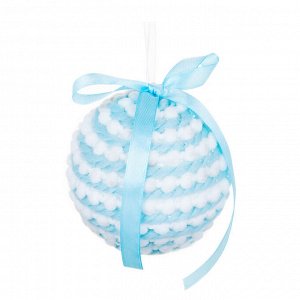 СНОУ БУМ Подвеска декоративная шар с блеском, и помпонами, пенопласт, 8 см(цвета розовый и голубой)