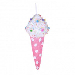 СНОУ БУМ Подвеска декоративная в виде мороженого-рожка, 11,5x11,5x30 см, цвет розовый