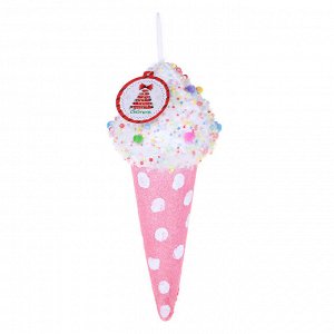 СНОУ БУМ Подвеска декоративная в виде мороженого-рожка, 11,5x11,5x30 см, цвет розовый