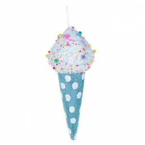 СНОУ БУМ Подвеска декоративная в виде мороженого-рожка, 11,5x11,5x30 см, цвет голубой