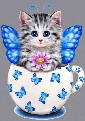 Алмазная мозаика  без подрамника  частичная выкладка    арт.YCC1138 КОТИК