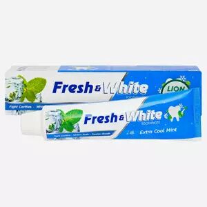 LION Fresh&White Зубная паста отбеливающая для укрепления зубной эмали со вкусом морозной мяты, 160 г