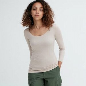 Женская футболка HEATTECH длинный рукав, светло серый