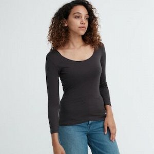 Женская футболка HEATTECH длинный рукав, темно серый