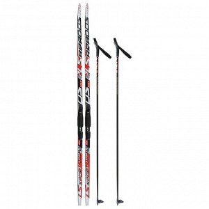 Комплект лыжный: пластиковые лыжи 190 см без насечек, стеклопластиковые палки 150 см, крепления SNS, цвета МИКС