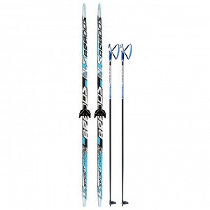 Комплект лыжный: пластиковые лыжи 175 см без насечек, стеклопластиковые палки 135 см, крепления NN75 мм, цвета МИКС