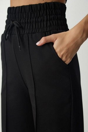 Женские черные базовые трикотажные спортивные штаны с карманами XR00018