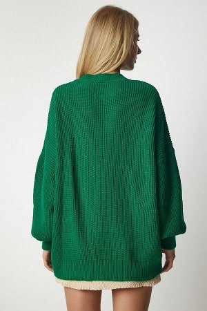 Женский темно-зеленый базовый вязаный свитер оверсайз mx00126