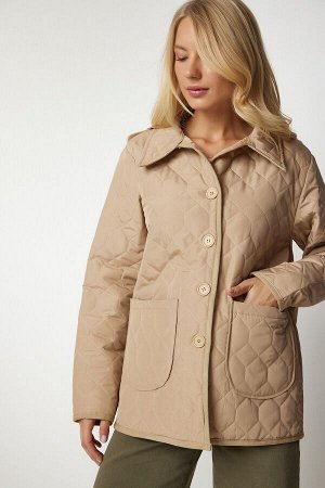 Женская легкая сезонная стеганая куртка с рубашечным воротником с бисквитным воротником RV00133