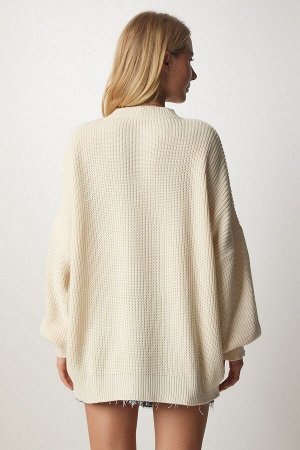 Женский кремовый свитер оверсайз базового трикотажа mx00126