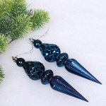 Ёлочные игрушки &quot;Сказочная сосулька&quot; 17,8 см, Сапфир (набор 2 шт)