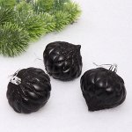 Ёлочные игрушки &quot;Юла&quot; 8 см (набор 3 шт), черный