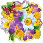 УКРАШЕНИЕ на скотче 196*196 Букет весених цветов с бабочкой 3000930