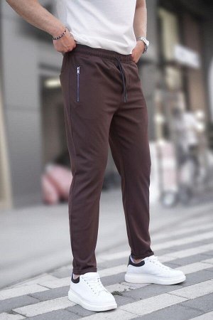 Коричневые мужские брюки с молнией 6520
