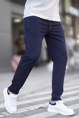 Темно-синие мужские брюки с молнией 6520
