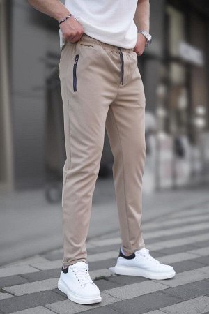 Светло-коричневые мужские брюки с молнией 6520