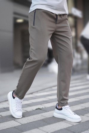 Мужские брюки песочного цвета с молнией 6520