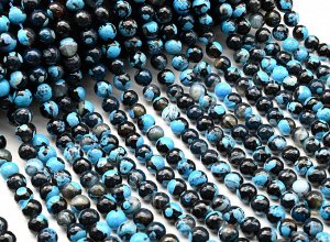 Бусины для рукоделия из агата тонированного шарик с гранями 10мм цв.голубой, 36см, 37 бусин