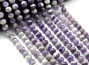 Бусины из аметиста шевронного шарик 12мм, 38см, 32 бусины