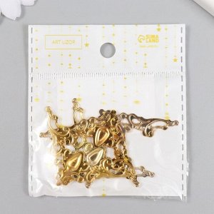 Уголок металл "Ажурный" золото набор 4 шт 4х4 см