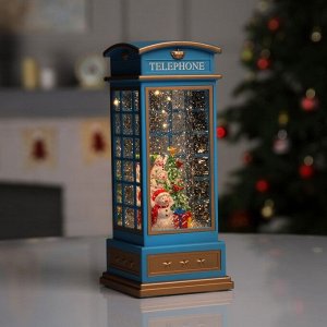 Светодиодная фигура «Снеговик в телефонной будке» 10.5x25x10.5 см, пластик, батарейки ААх3 (не в комплекте), USB, свечение тёплое белое