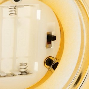 Светодиодная свеча в подсвечнике RISALUX «Подсвечник», ночник LED, от батареек 3xААА, золото, 19x19x17 см