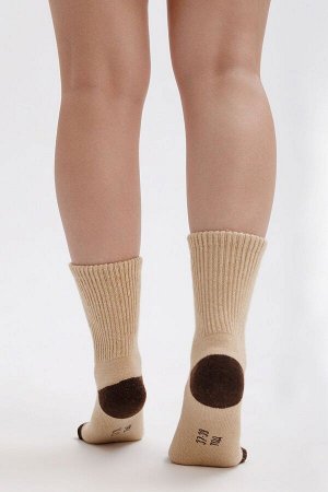 Носки шерстяные теплые 70% (34-36, бежевый-шоколад). Монголия