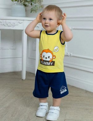 Комплект детский для мальчика (майка, шорты) хлопок цвет Обезьяна желтый