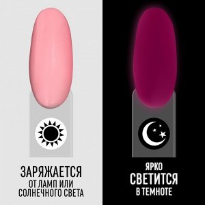 Гель лак для ногтей, люминесцентный, 3-х фазный, 8 мл, LED/UV, цвет розовый (47)