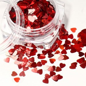 Пайетки для декора «HEART», цвет красный