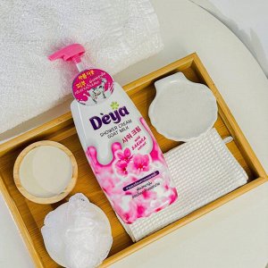 Крем-Гель д/душа с мочалкой «Козье Молоко и Сакура» Deya / Deya Shower Cream Goat Milk With Sakura Extract