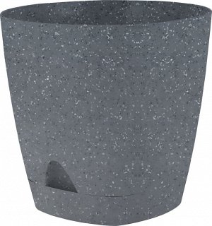 InGreen Горшок для цветов, 0,65 л, d 110 мм, с прикорневым поливом, пластик, темный камень, AMSTERDAM