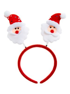 Маскарадное украшение на голову Дед Мороз в красном колпаке из полипропилена с декором из нетканого материала (полиэфирные волокна) / 18x23x1,5см