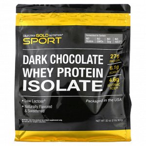 California Gold Nutrition, SPORT, изолят сывороточного протеина со вкусом темного шоколада, 907 г (2 фунта)
