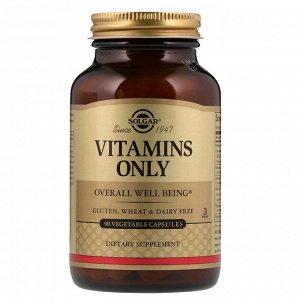 Solgar, Vitamins Only, 90 растительных капсул