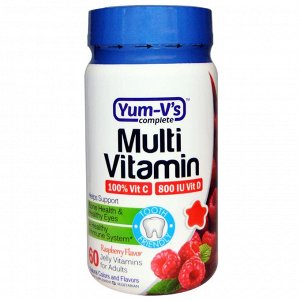 Yum-Vs, Мультивитамины для взрослых, Малиновый вкус, 60 штук