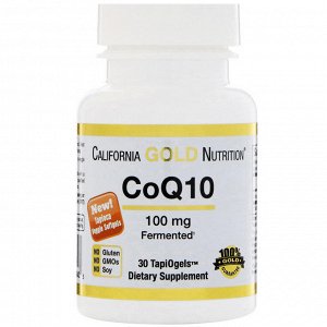 California Gold Nutrition, CoQ10, TapiOgels, 100 мг, 30 вегетарианских капсул