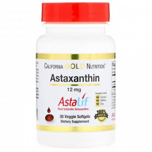 California Gold Nutrition, Astaxanthin, Naturally Occurring Antioxidant Carotenoid, 12 mg, 30 Veggie Softgels