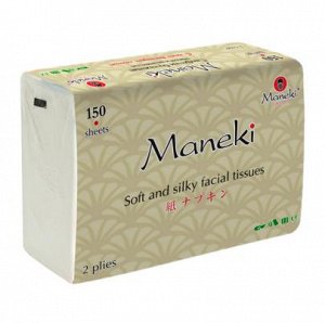 Салфетки бумажные "Maneki" Kabi 2 слоя, белые, 150 шт./6 упаковок/спайка