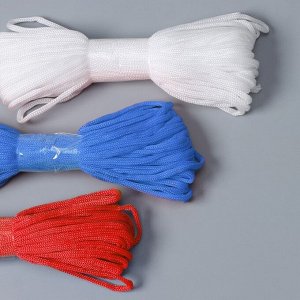 Набор бытовых шнуров «Триколор», d=4 мм, 20 м, цвет белый, синий, красный