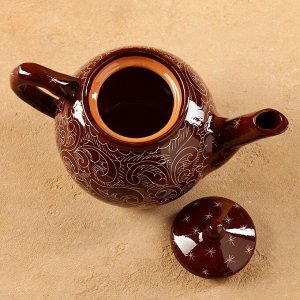 Чайник Риштанская Керамика "Узоры", 1000 мл, коричневый
