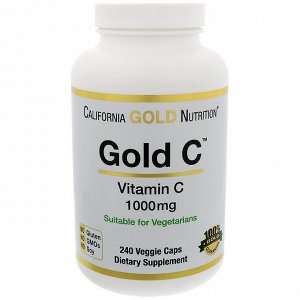 California Gold Nutrition, Витамин С Gold C, 1000 мг, 240 растительных капсул