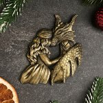 Фигура с подвесом &quot;Девушка с драконом&quot; старое золото, 12х13см