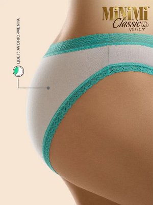 MiNiMi BO221colors Трусы женские слипы из высокогигиеничного хлопка (Avorio/Menta -Молочно/мятный цвет)