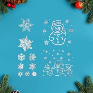 Набор наклеек "Новогодний" снеговички, 34,3 х 35,6 см