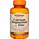 Sundown Naturals, Кальций, магний и цинк, 100 капсул