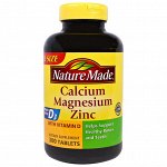 Nature Made, Кальций-магний-цинк с витамином D3, 300 таблеток