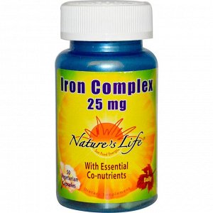 Natures Life, Iron Complex, 25 мг, 50 вегетарианских капсул